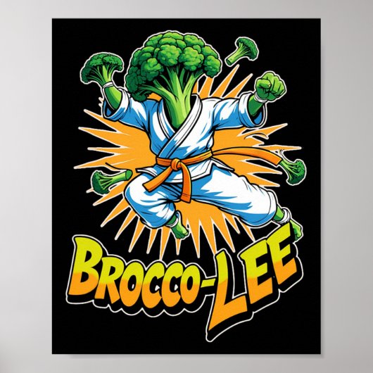 Grappig Plantaardig Ontwerp Brocco Lee in Karate A Poster (Voorkant)