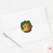 Grappig Plantaardige Pompoen Gezicht Ronde Sticker (Envelop)