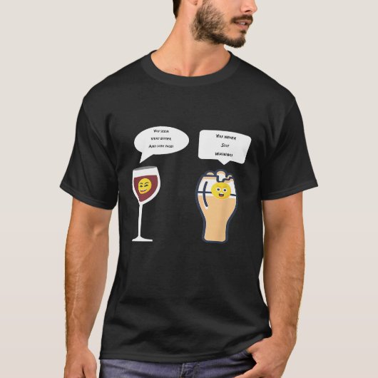 Grappig Plisner Bier Rode Wijn Joke T-shirt (Voorkant)