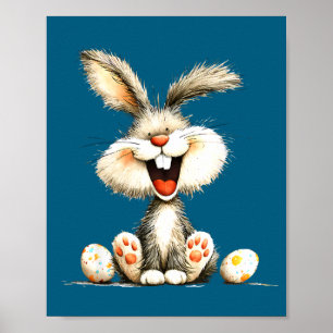 Grappig pluizig konijn met wilde vacht cute konijn poster