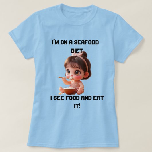 Grappig Plus maat T-Shirt | Ik zie eten en eet (Design voorkant)