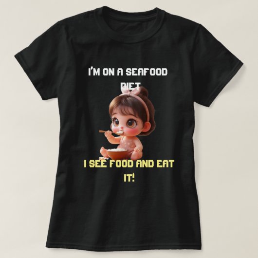 Grappig Plus maat T-Shirt | Ik zie eten en eet (Design voorkant)