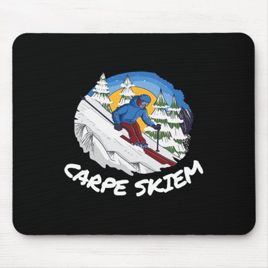 Grappig Poeder Skiën Carpe Skiem  Muismat (Voorkant)