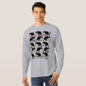 Grappig Poepende Hond Kerstpatroon T-shirt (Voorkant volledig)