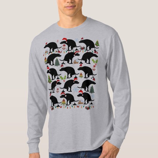 Grappig Poepende Hond Kerstpatroon T-shirt (Voorkant)