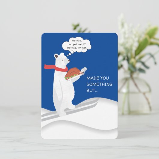 Grappig polar beer uit de keuken van Kerstmis Feestdagenkaart (Staand voorkant)