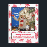 Grappig politiek correct all inclusive seizoensgeb feestdagenkaart<br><div class="desc">Dit eigenzinnige vakantie briefkaart zal alle bases te dekken! Het bijschrift luidt: Wens je een fantastische kerstsolstiekChanoekaKwanzaa! - Kerst, Zonnewende, Chanoeka en Kwanzaa samenvoegen tot één heerlijk eigenzinnig woord. Er is ruimte om een foto te uploaden op een grillige achtergrond met rode sneeuwvlokken. Ideaal voor het verzenden van seizoensgroeten aan...</div>
