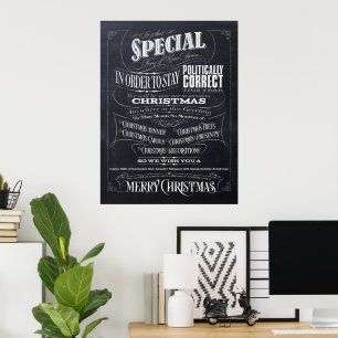 Grappig politiek correct Chalk-kerstPoster Poster