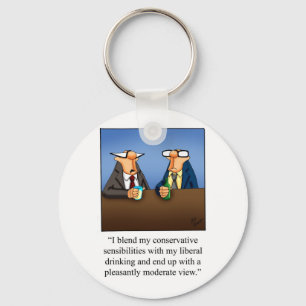 Grappig politiek en Drink Cartoon Gift! Sleutelhanger
