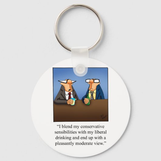 Grappig politiek en Drink Cartoon Gift! Sleutelhanger (Voorkant)