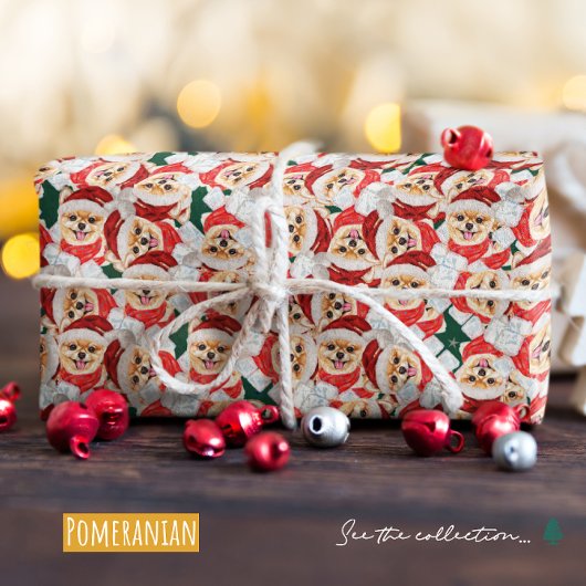 Grappig Pomeranian Kerstpatroon Cadeaupapier