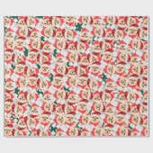 Grappig Pomeranian Kerstpatroon Cadeaupapier (Vlak)