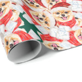 Grappig Pomeranian Kerstpatroon Cadeaupapier (Rol Hoek)