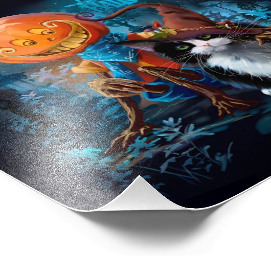 Grappig pompoen en katten in een magisch pet foto afdruk (Hoek)