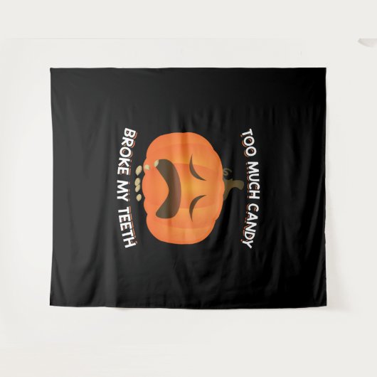 Grappig pompoen Halloween Snoep cadeau Wandkleed (Voorkant (horizontaal))