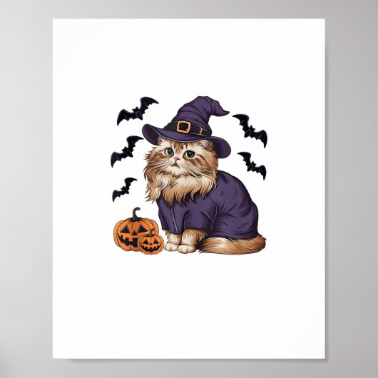 Grappig pompoen vleermuis heks kostuum Perzische k Poster (Voorkant)