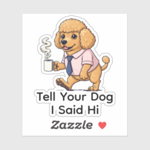 Grappig Poodle Speelgoed Hond Zakelijk Pak Koffie Sticker