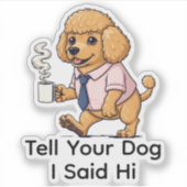 Grappig Poodle Speelgoed Hond Zakelijk Pak Koffie Sticker (Voorkant)