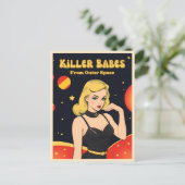 Grappig  Pop Art Style Buitenruimte Blond Briefkaart (Staand voorkant)