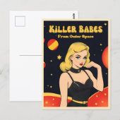 Grappig  Pop Art Style Buitenruimte Blond Briefkaart (Voorkant / Achterkant)