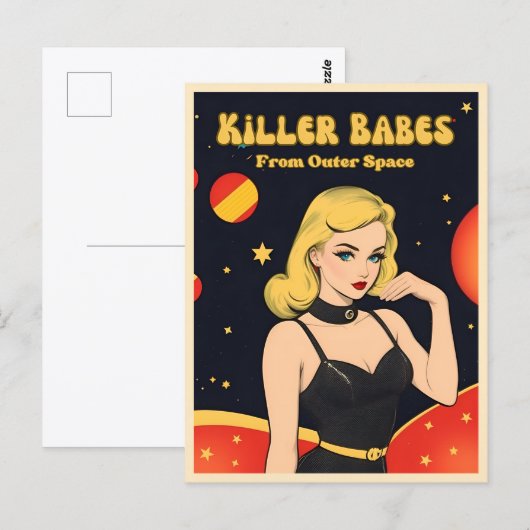 Grappig  Pop Art Style Buitenruimte Blond Briefkaart (Voorkant / Achterkant)