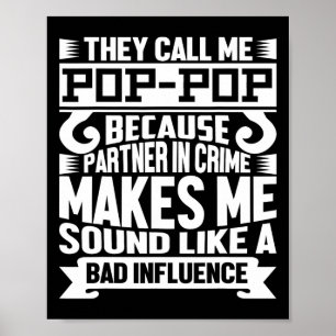 Grappig Pop Pop Vader T-shirt Valentijnsdag Vaderd Poster