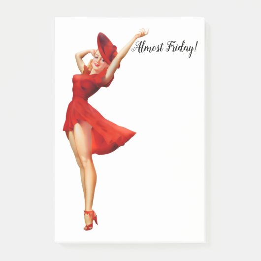 Grappig  pop-upmeisje in Red Post-it Notes (Voorkant)