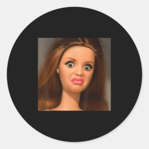 Grappig Poppengezicht Meme Walgelijk  Ronde Sticker