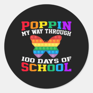 Grappig Poppin mijn weg door 100 dagen van school Ronde Sticker