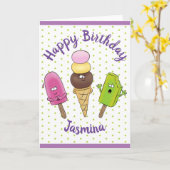Grappig popsicles en illustratie van cartoon icecr kaart (Gele Bloem)