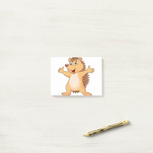Grappig porcupine-cartoon post-it® notes (Op bureau)