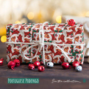 Grappig Portugees Podengo Kerstpatroon Cadeaupapier