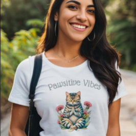 Grappig positief vibes kat lover T-shirt