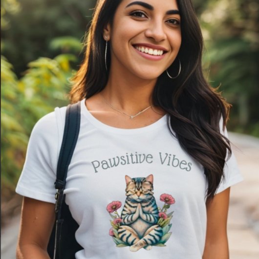 Grappig positief vibes kat lover T-shirt