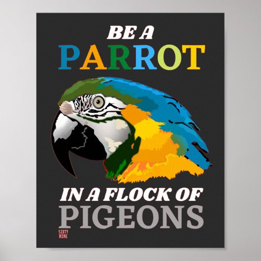 grappig poster "BEN EEN PARROT..." (Voorkant)