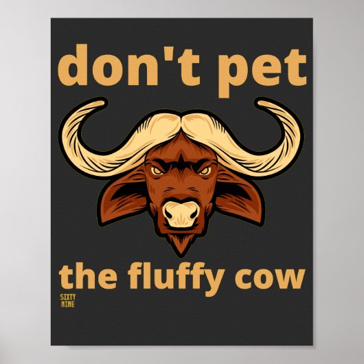 grappig poster "FLUFFY KOE" (Voorkant)