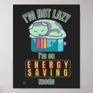grappig poster "LAZY CAT"