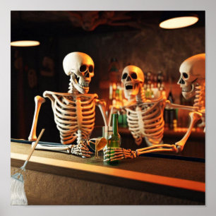 Grappig poster Skelletons in een bar