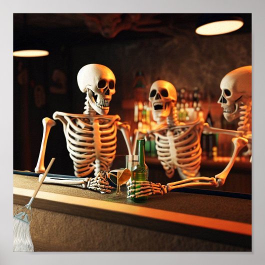 Grappig poster Skelletons in een bar (Voorkant)
