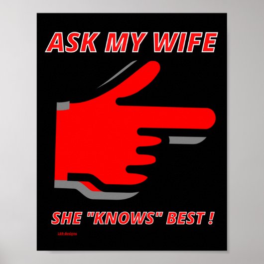 grappig poster "VRAAG MIJN VROUW..." (Voorkant)