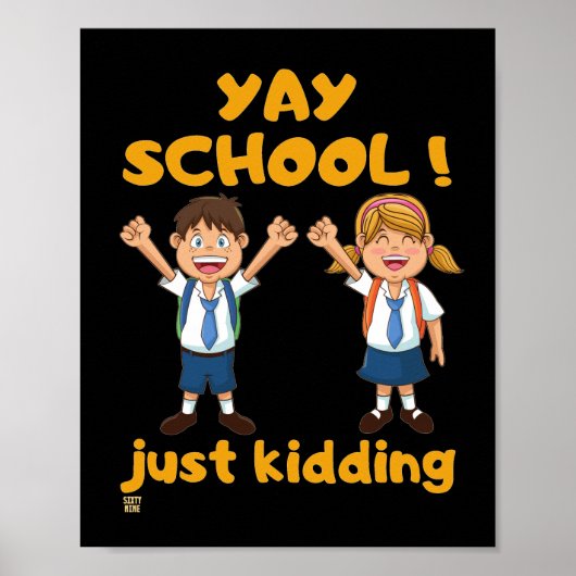 grappig poster "YAY SCHOOL" (Voorkant)