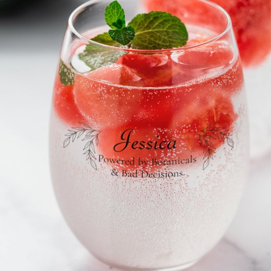 Grappig "Powered by Botanicals" gepersonaliseerd g Wijnglas Zonder Voet