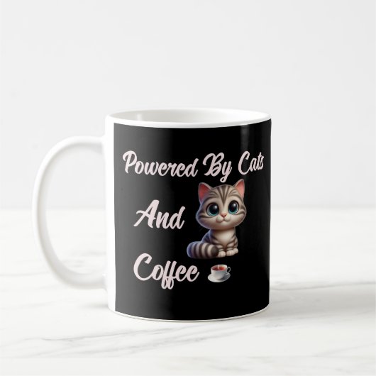 Grappig Powered by Cats & Coffee Koffiemok (Links)