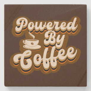 Grappig Powered by Coffee Word Art Stenen Onderzetter