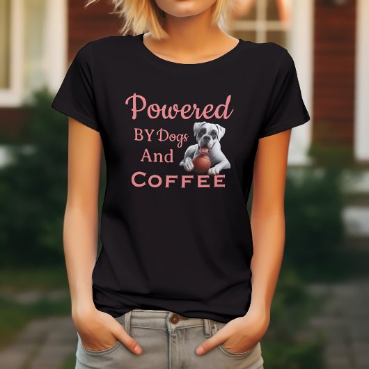 Grappig Powered By Dogs & Coffee T-shirt