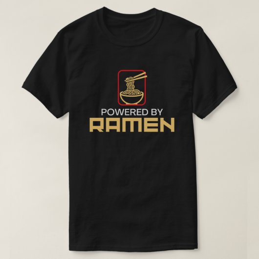 Grappig 'Powered By Ramen' Geschenk voor Heren Ram T-shirt (Design voorkant)