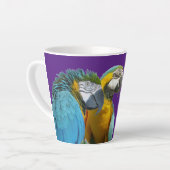 Grappig praten over Parrots Cust. BG Paarse latte  Latte Mok (Linkerhoek)