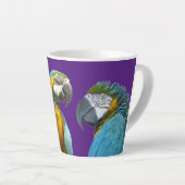 Grappig praten over Parrots Cust. BG Paarse latte  Latte Mok (Rechterhoek)