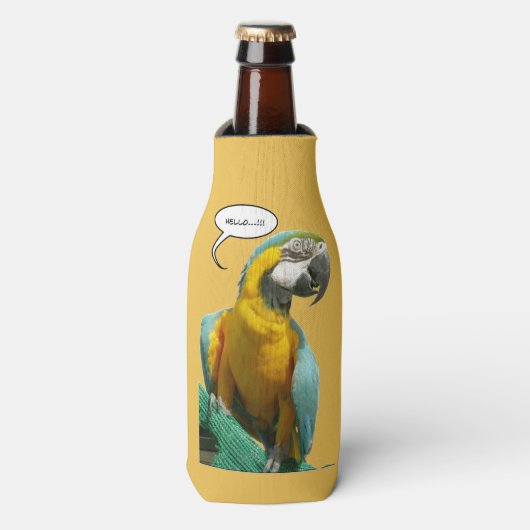 Grappig pratende papegaai  fleskoeler flesjeskoeler (Fles Voorkant)