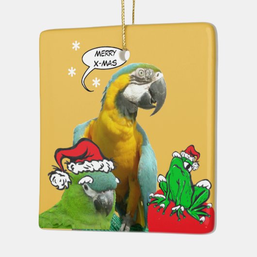 Grappig Pratende Papegaai Merry X-Mas Ornament (Links)
